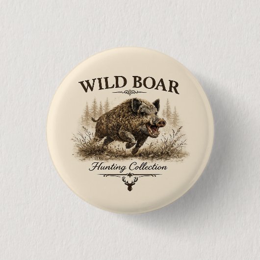 Wilde Zwijn Ronde Button 3,2 Cm (Voorkant)