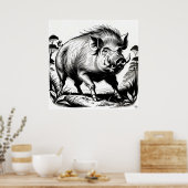 Wilde Zwijnen - Archiefdruk Poster (Keuken)
