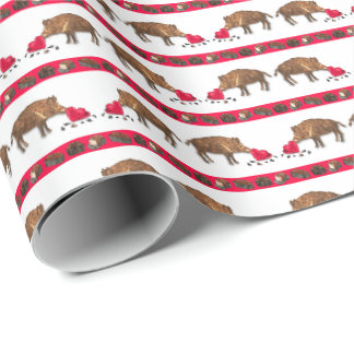 Wilde zwijnen en Valentijns snoep Cadeaupapier