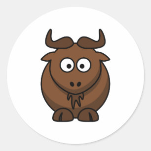 Wildebeast Cartoon Ronde Sticker