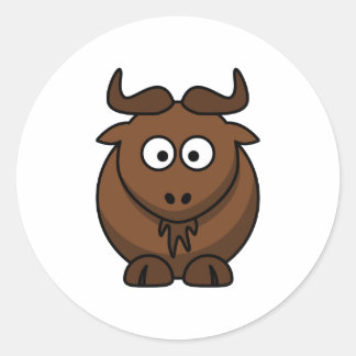 Wildebeast Cartoon Ronde Sticker