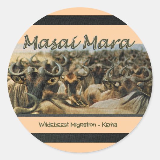 Wildebeest / Gnu migratie, safari stickers (Voorkant)