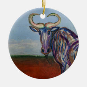 Wildebeest Keramisch Ornament