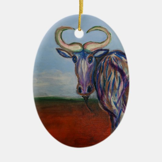 Wildebeest Keramisch Ornament (Voorkant)