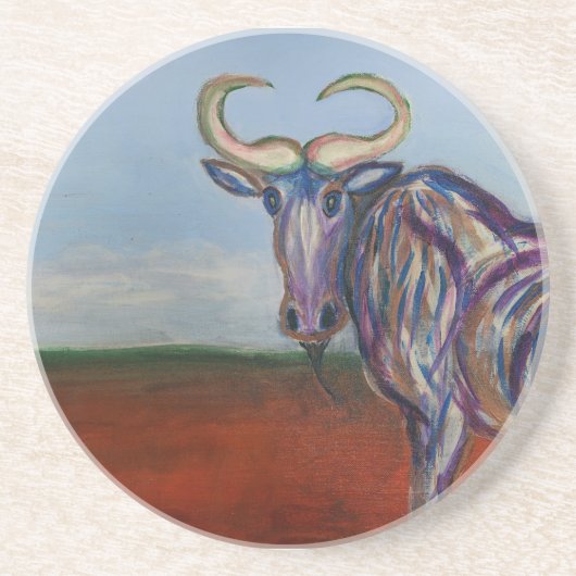 Wildebeest Zandsteen Onderzetter (Voorkant)