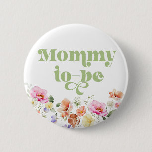 Wildebloem mama in wording ronde button 5,7 cm