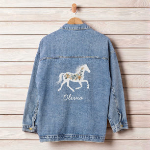 Wildebloem Paard met Uw Naam Country Western Denim Jacket