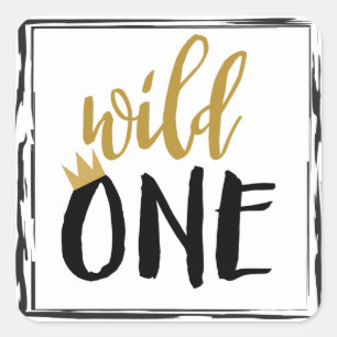 Wildebras Black + Gold Foto 1 1e Verjaardag Vierkante Sticker