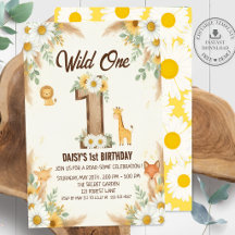 Wildebras Boho Safari Eerste Verjaardagsuitnodigin