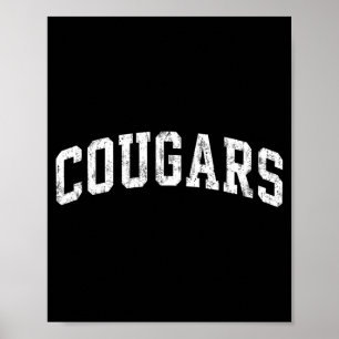Wildekat Mascotte Hoge School Sportteam Spirit Poster