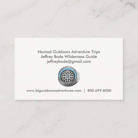 Wilderness Adventure Guide Voyage Carte de visite (Dos)