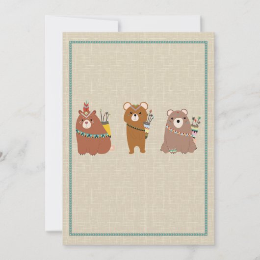 Wilderness, Boho Bears Invitations de fête d'anniv (Dos)