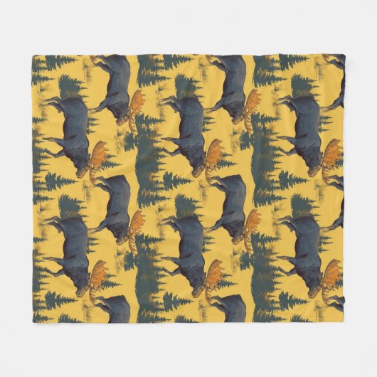 Wilderness Bull Moose Foraging The Forest Fleece Deken (Voorkant (Horizontaal))