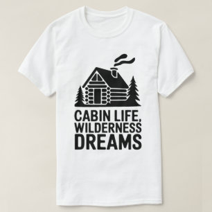 Wilderness Dreams Gezellige Log Cabin Silhouette A T-shirt