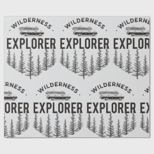 Wilderness Explorer Stationwagen Canoë Bomen Cadeaupapier