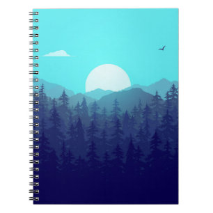 Wilderness Forest Sunrise Illustratie Notitieboek