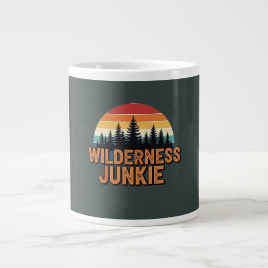 Wilderness junkie retro design extra grote beker (Voorkant)