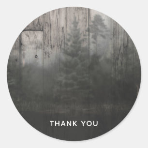 Wilderness Lake Dennenbomen Bos & Hout Bruiloft Ronde Sticker