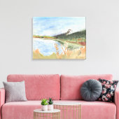 Wilderness Lake in de herfst Waterverf: Canvas Afdruk (Insitu (Woonkamer))