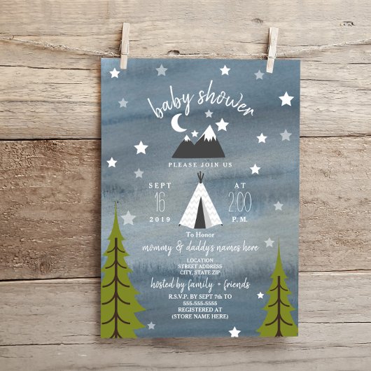 Wilderness Stars Neutre Invitation Baby shower