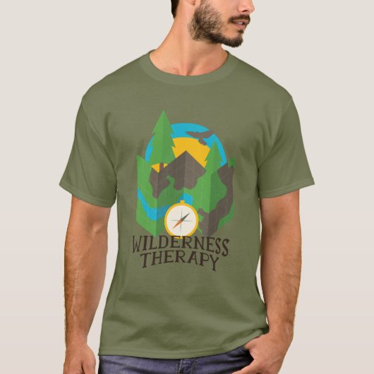 Wilderness Therapy Mountains Forest Compass Travel T-shirt (Voorkant)