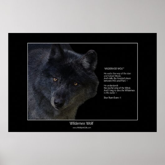 WILDERNESS WOLF Poster met gedicht (Voorkant)