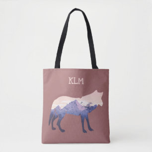Wilderness Wolf Silhouette Monogram Draagtas