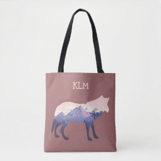 Wilderness Wolf Silhouette Monogram Draagtas
