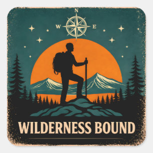 Wildernis Gebonden – Avontuur Roept Natuur Vierkante Sticker