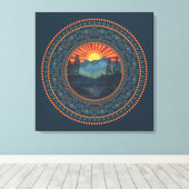  wildernis Sunset Dot Mandala Canvas (Insitu (Houten vloer))
