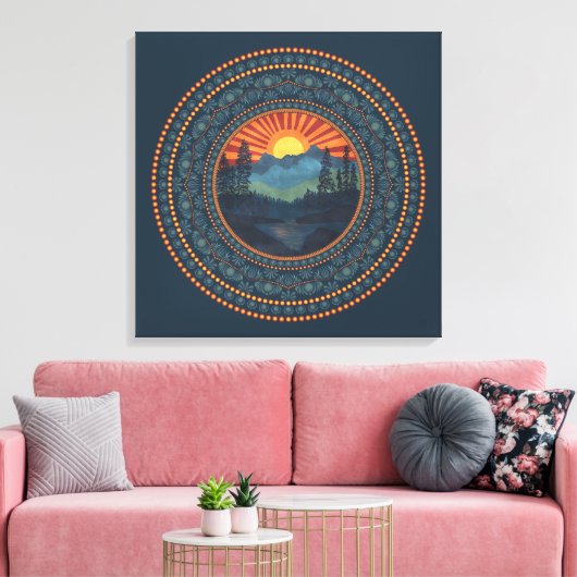  wildernis Sunset Dot Mandala Canvas Afdruk (Insitu (Woonkamer))