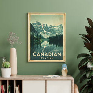 Wildernis wacht – Vintage Canadese Rockies Poster