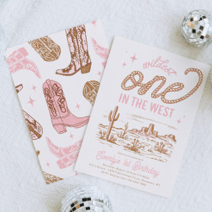 Wildest One in the West First Birthday Invitation Kaart