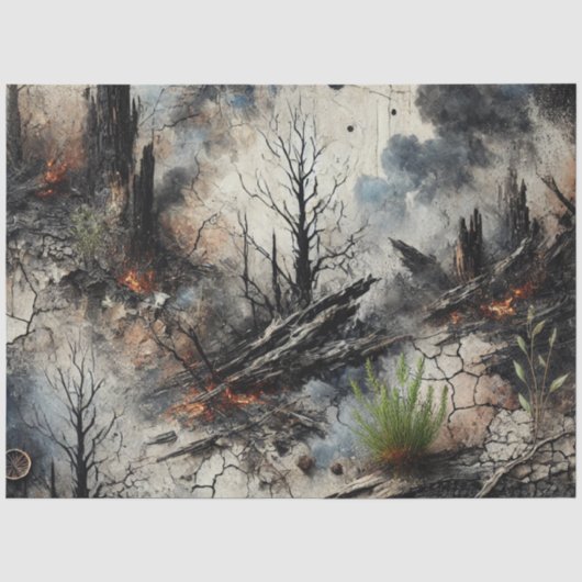Wildfire Aftermath Artistic Tissue Paper Tissuepapier (Voorkant)
