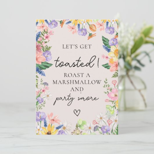 Wildflow Roast a Marshmallow en Party S'more Kaart (Staand voorkant)