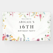 Wildflower 16e verjaardag Party Welkom Spandoek (Horizontaal)
