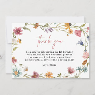 Wildflower 1e Verjaardag Printable Dank u Kaarten