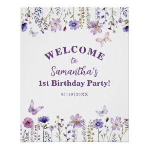Wildflower 1e verjaardagsfeest welkomstbord perfect poster