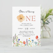 Wildflower 1e verjaardagsuitnodiging, botanische 1 kaart (Staand voorkant)