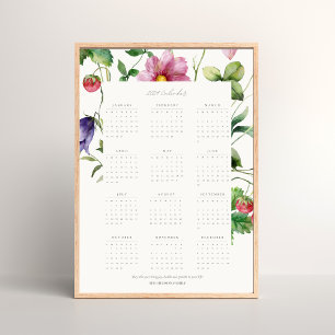 Wildflower 2024 Volledig Jaar Motivatie Kalender Poster