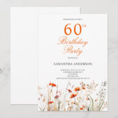 Wildflower 60ste verjaardagsfeestje kaart (Voorkant / Achterkant)