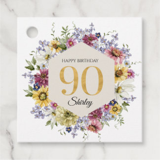 Wildflower 90th Birthday Personalized Bedankjes Labels