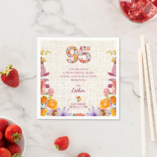 Wildflower 95e Verjaardagsfeest - Bloem nummer Servet