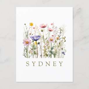 Wildflower aangepaste naam briefkaart