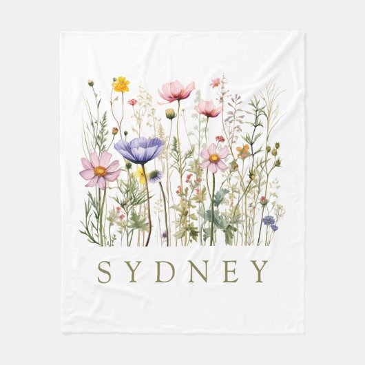 Wildflower aangepaste naam fleece deken (Voorkant)