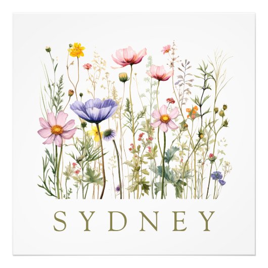 Wildflower aangepaste naam foto afdruk (Voorkant)