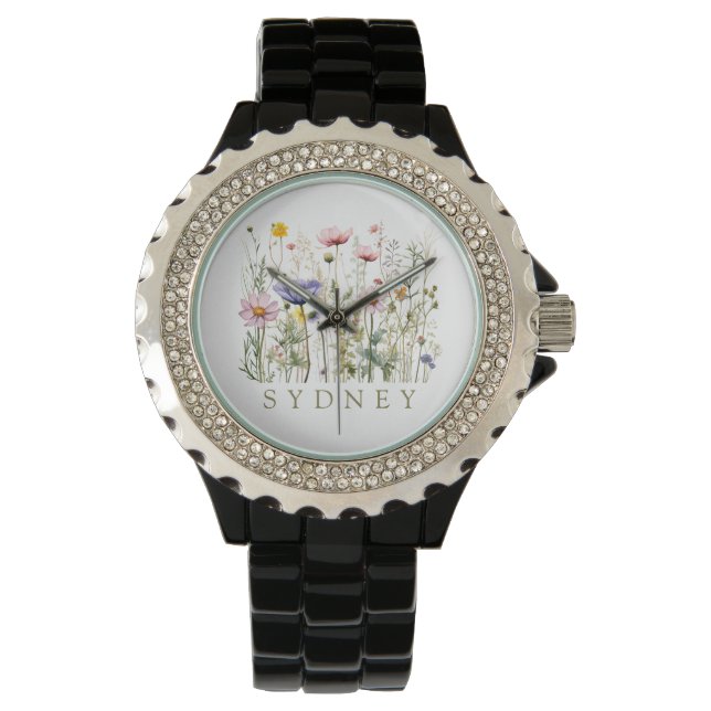 Wildflower aangepaste naam horloge (Voorkant)