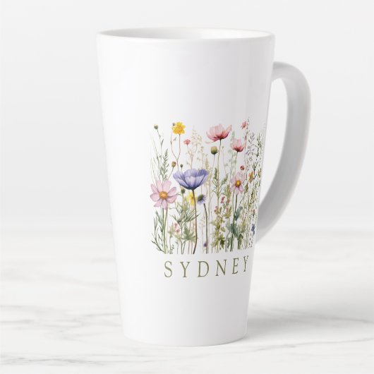 Wildflower aangepaste naam latte mok (Rechterhoek)
