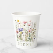 Wildflower aangepaste naam papieren bekers (Voorkant)