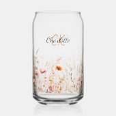 Wildflower aangepaste naam script monogram initial blikvorm glas (Achterkant)